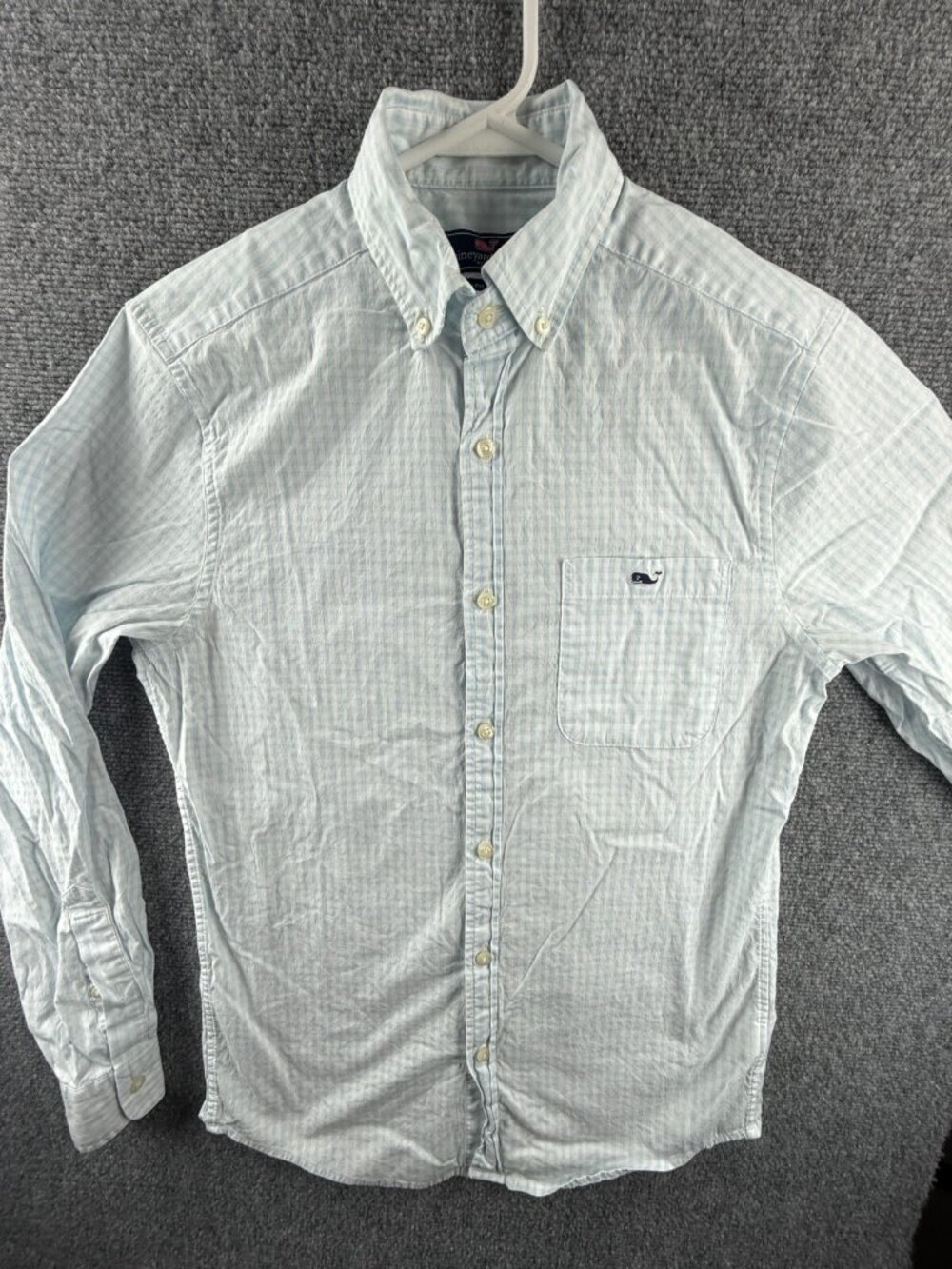 Vineyard Vines Button Up Classic Fit Tucker Cotton Spandex Light Blue Check S